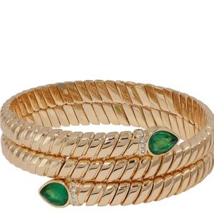 Roxanne Assoulin Wrap Around Cobra Gold Bracelet with Green Details